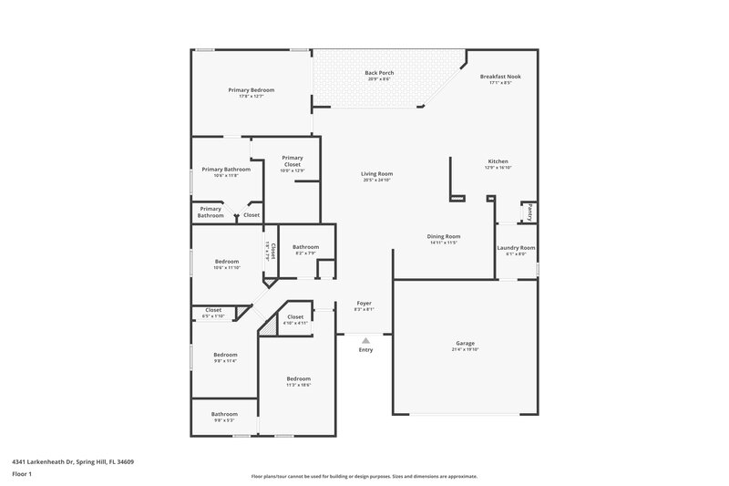 2,220/Mo, 4341 Larkenheath Dr Spring Hill, FL 34609 Floor Plan View