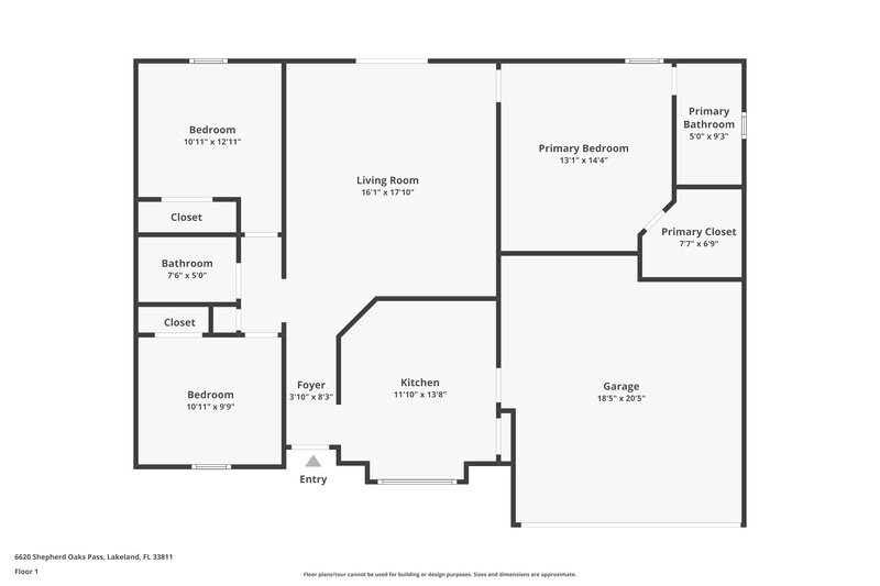 1,825/Mo, 6620 Shepherd Oaks Pass Lakeland, FL 33811 Floorplan View