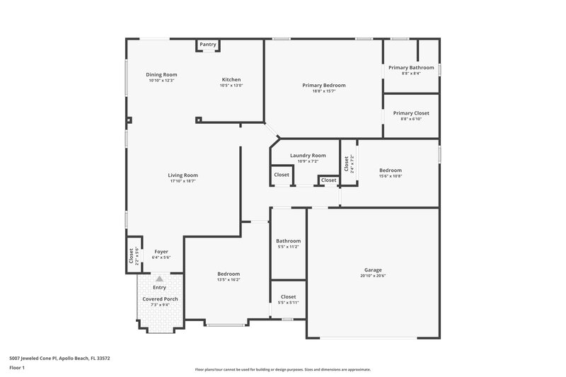 1,915/Mo, 5007 Jeweled Cone Pl Apollo Beach, FL 33572 Floor Plan View
