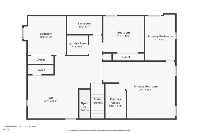 2,570/Mo, 17504 Glenapp Dr Land O Lakes, FL 34638 Floor Plan View 2