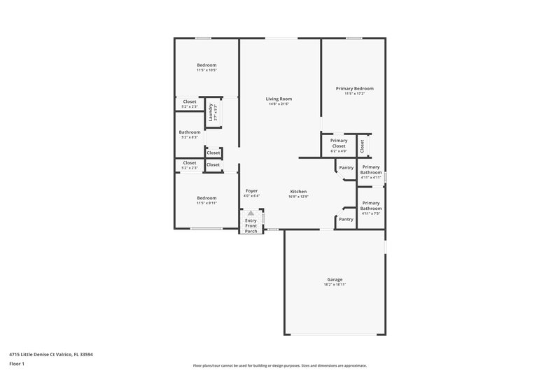 2,180/Mo, 4715 Little Denise Ct Valrico, FL 33594 Floor Plan View