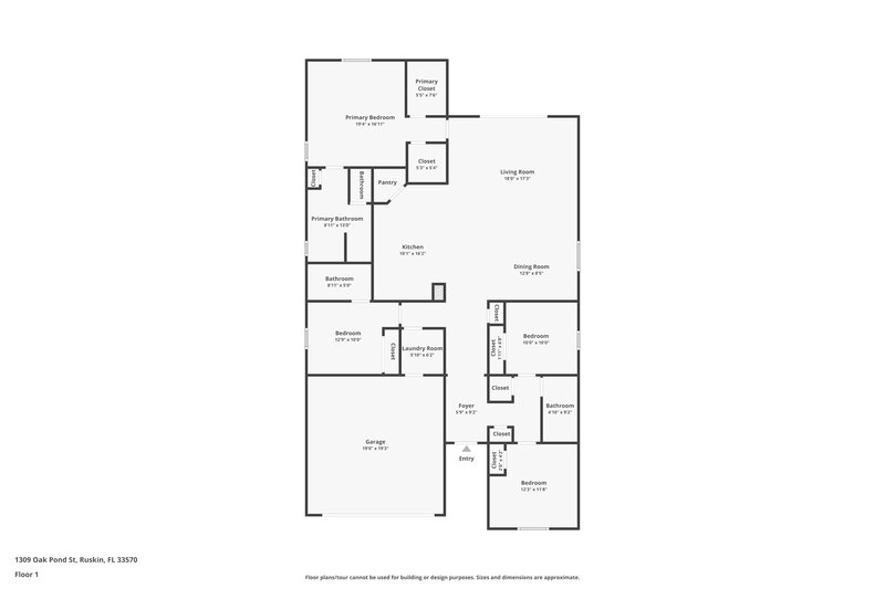 2,335/Mo, 1309 Oak Pond St Ruskin, FL 33570 Floor Plan View
