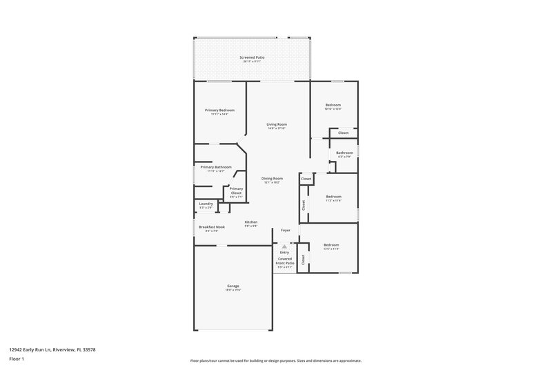2,175/Mo, 12942 Early Run Ln Riverview, FL 33578 Floor Plan View