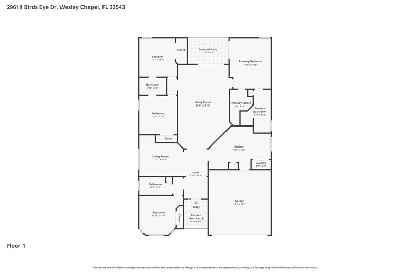 2,600/Mo, 29611 Birds Eye Dr Wesley Chapel, FL 33543 Floor Plan View