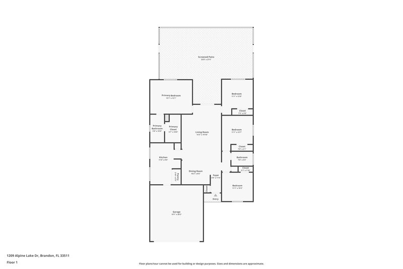 2,220/Mo, 1209 Alpine Lake Dr Brandon, FL 33511 Floor Plan View
