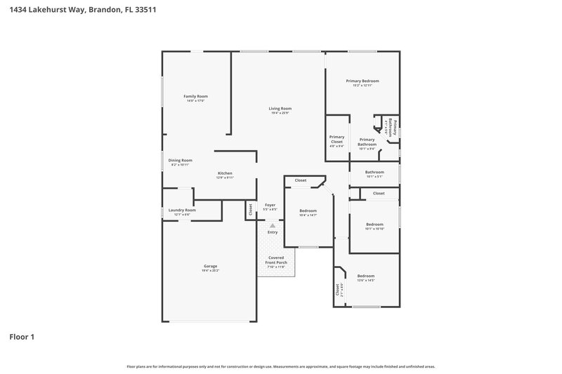 2,555/Mo, 1434 Lakehurst Way Brandon, FL 33511 Floor Plan View