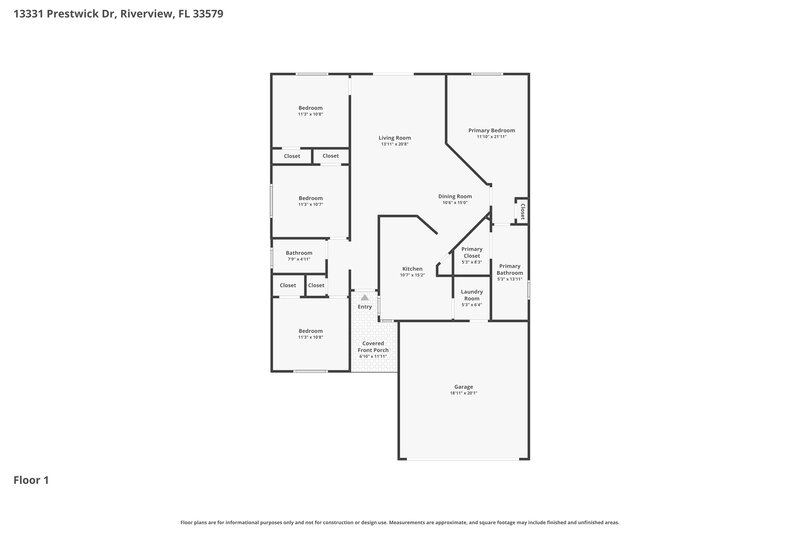 1,960/Mo, 13331 Prestwick Dr Riverview, FL 33579 Floor Plan View