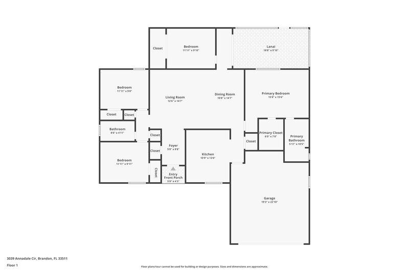 2,420/Mo, 3039 Annadale Cir Brandon, FL 33511 Floor Plan View
