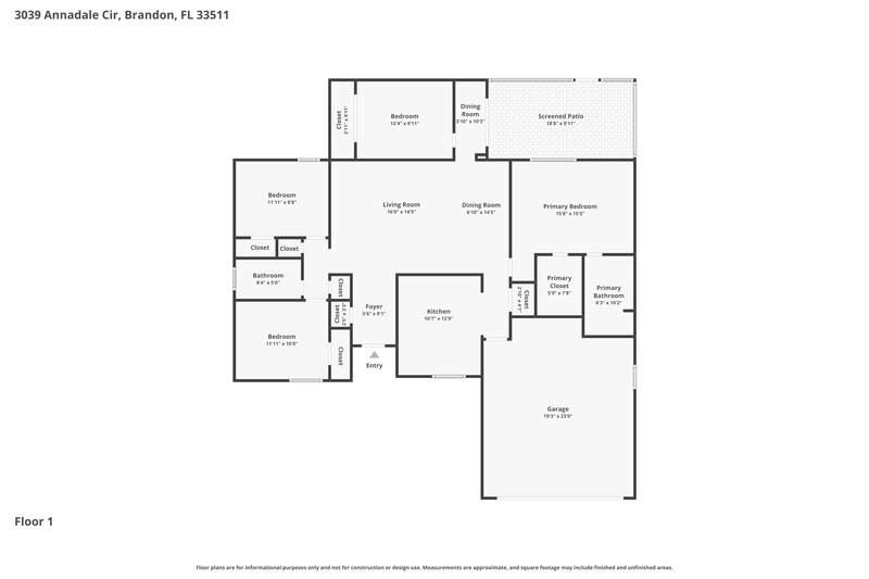 2,370/Mo, 3039 Annadale Cir Brandon, FL 33511 Floor Plan View