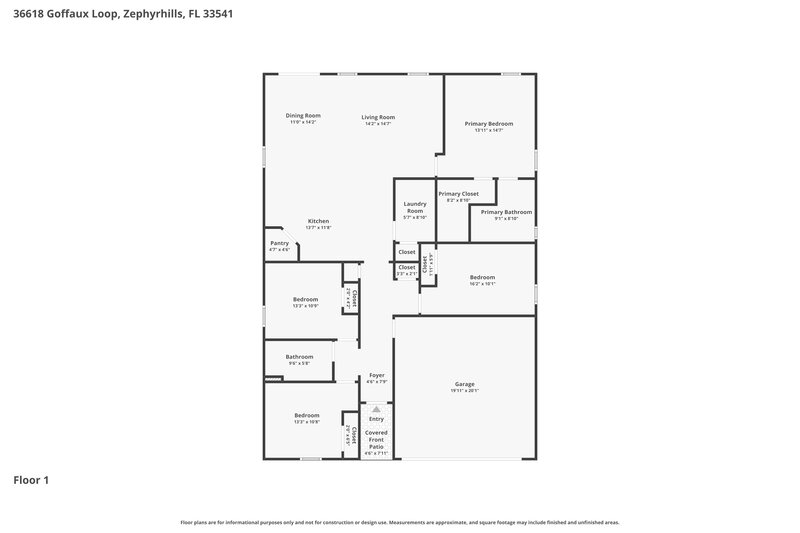 2,180/Mo, 36618 Goffaux Loop Zephyrhills, FL 33541 Floor Plan View