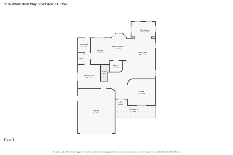 2,690/Mo, 9826 White Barn Way Riverview, FL 33569 Floor Plan View
