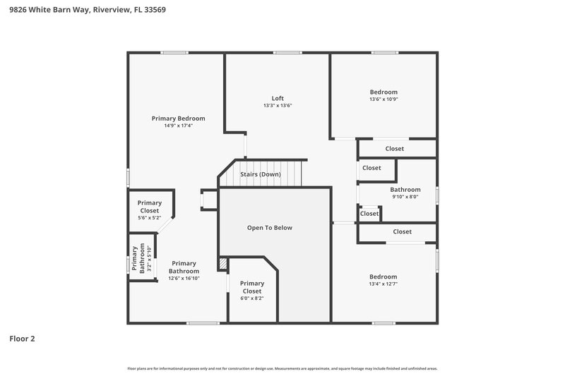 2,690/Mo, 9826 White Barn Way Riverview, FL 33569 Floor Plan View 2