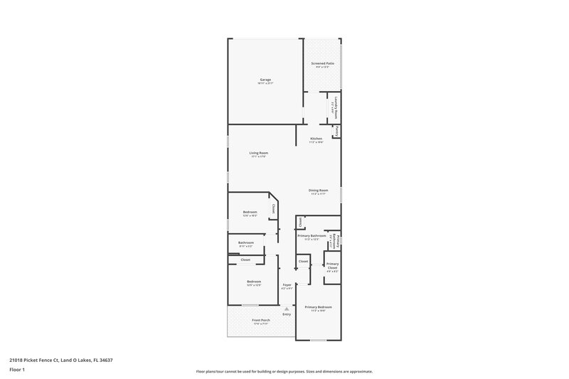 2,095/Mo, 21018 Picket Fence Ct Land O' Lakes, FL 34637 Floor Plan View
