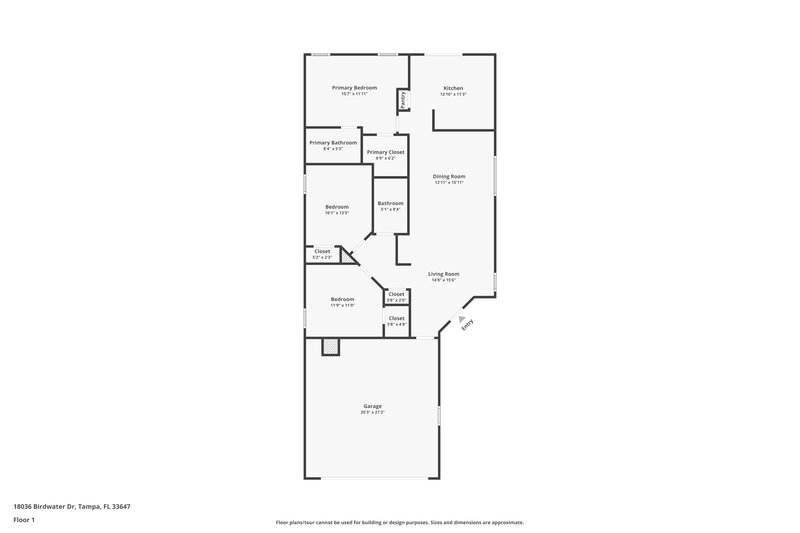 2,035/Mo, 18036 Birdwater Dr Tampa, FL 33647 Floor Plan View