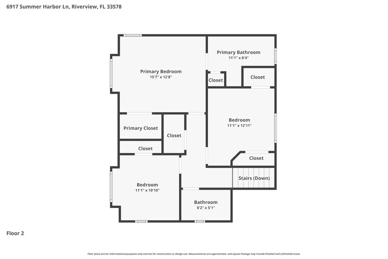 2,260/Mo, 6917 Summer Harbor Ln Riverview, FL 33578 Floor Plan View 2