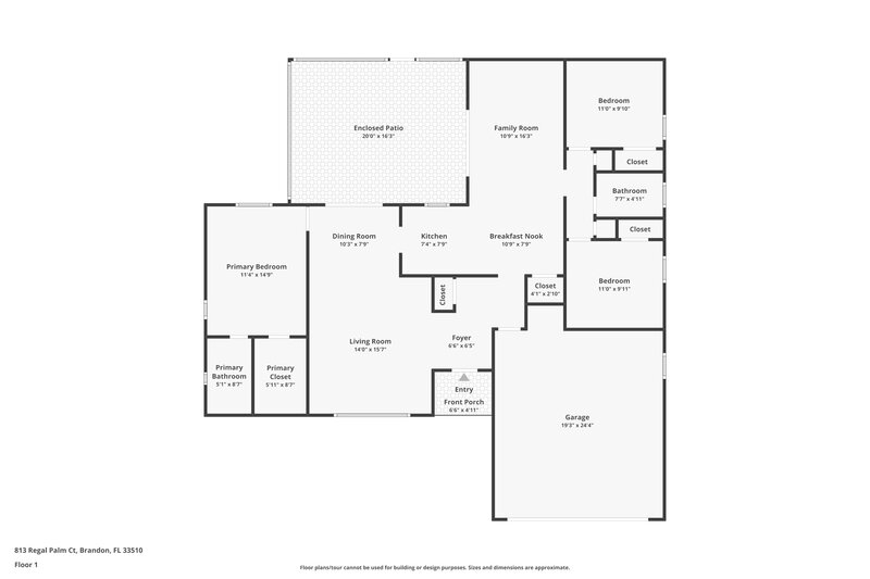 2,075/Mo, 813 Regal Palm Ct Brandon, FL 33510 Floor Plan View