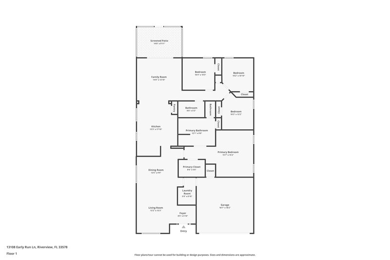 2,260/Mo, 13108 Early Run Ln Riverview, FL 33578 Floor Plan View