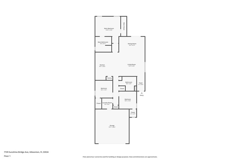 2,330/Mo, 7729 Sunshine Bridge Ave Gibsonton, FL 33534 Floor Plan View