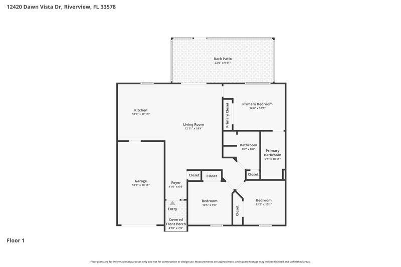 2,005/Mo, 12420 Dawn Vista Dr Riverview, FL 33578 Floor Plan View
