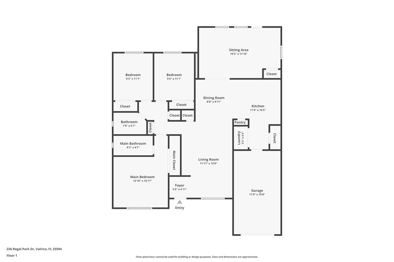 2,010/Mo, 226 Regal Park Dr Valrico, FL 33594 Floor Plan View