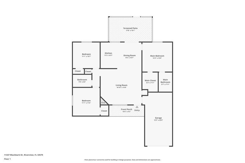 1,845/Mo, 11337 Blackbark Dr Riverview, FL 33579 Floor Plan View