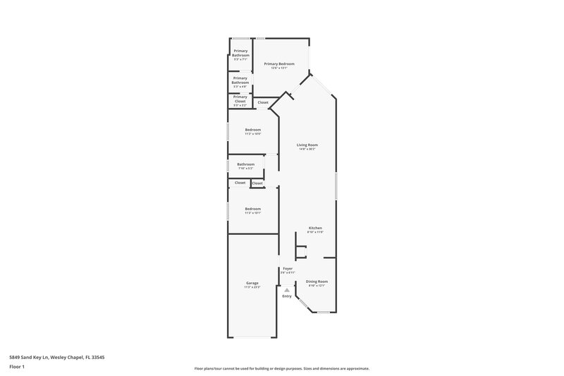 1,765/Mo, 5849 Sand Key Ln Zephyrhills, FL 33545 Floor Plan View