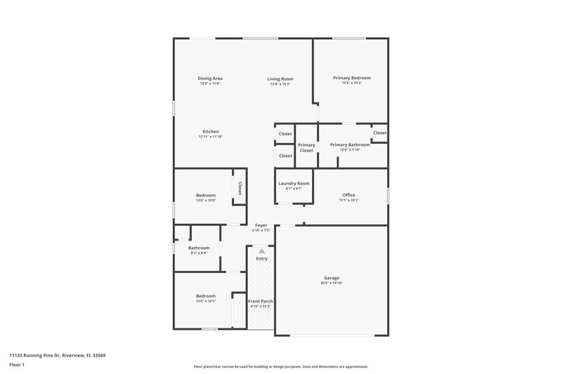 2,050/Mo, 11133 Running Pine Dr Riverview, FL 33569 Floorplan View