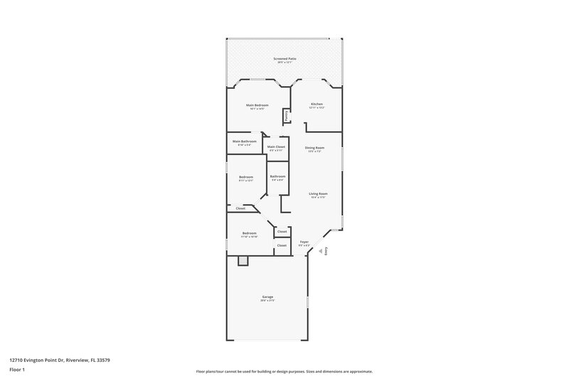 1,925/Mo, 12710 Evington Point Dr Riverview, FL 33579 Floor Plan View