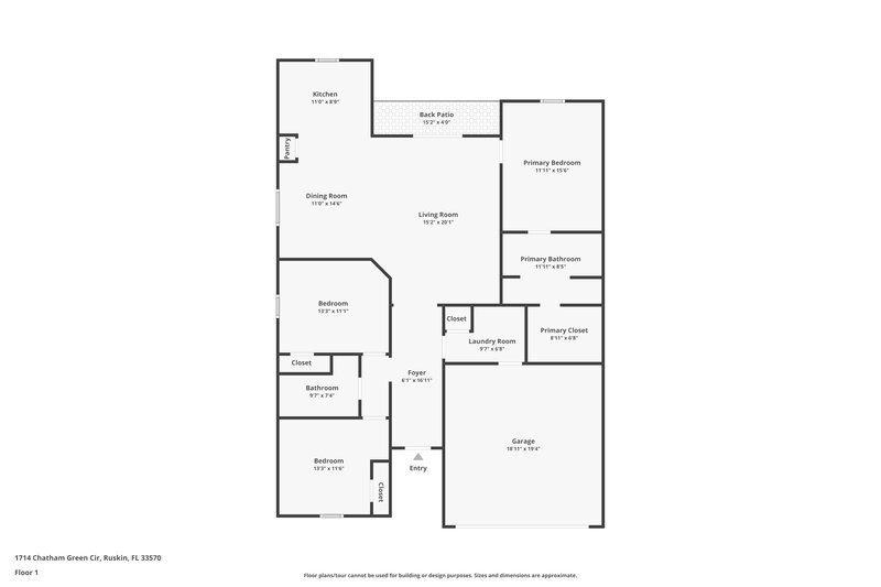 1,980/Mo, 1714 Chatham Green Cir Ruskin, FL 33570 Floor Plan View