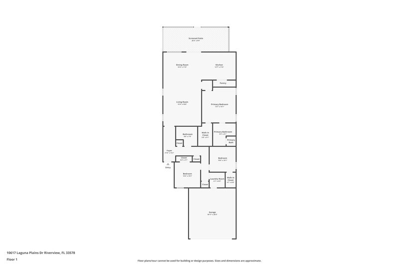 2,125/Mo, 10617 Laguna Plains Dr Riverview, FL 33578 Floor Plan View