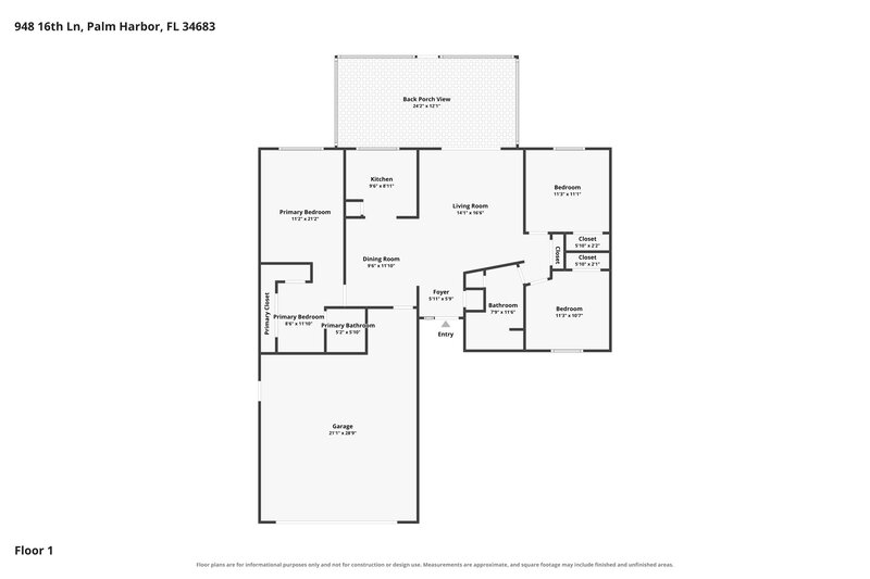 2,390/Mo, 948 16th Ln Palm Harbor, FL 34683 Floor Plan View