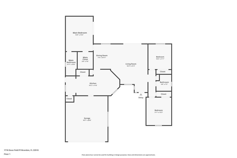 2,290/Mo, 1718 Dove Field Pl Brandon, FL 33510 Floor Plan View