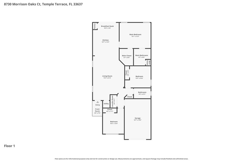 2,195/Mo, 8730 Morrison Oaks Ct Temple Terrace, FL 33637 Floor Plan View