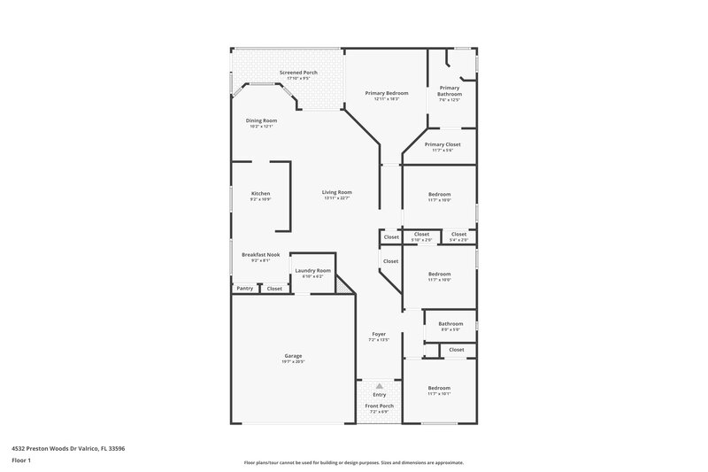 2,335/Mo, 4532 Preston Woods Dr Valrico, FL 33596 Floor Plan View