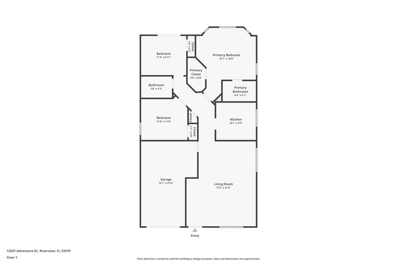 1,850/Mo, 12637 Adventure Dr Riverview, FL 33579 Floor Plan View