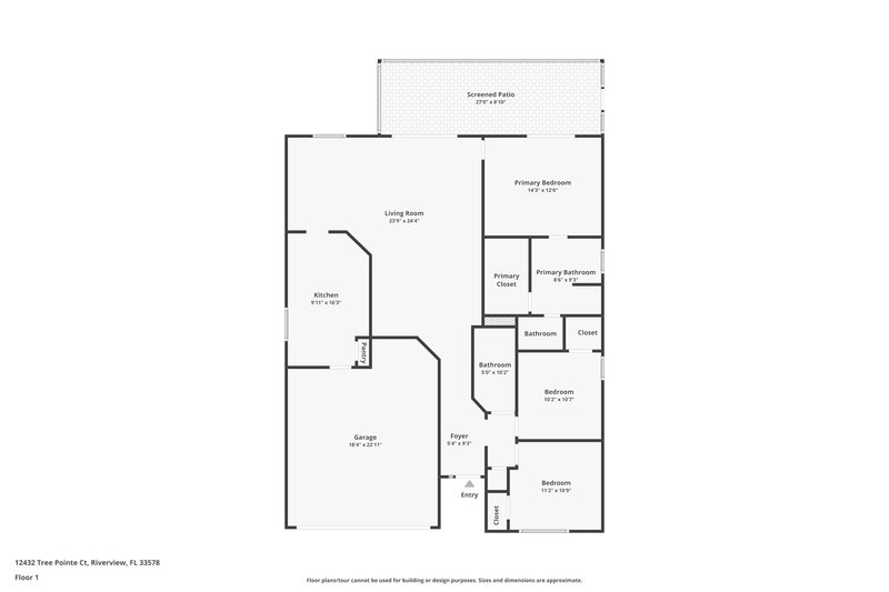 2,265/Mo, 12432 Tree Pointe Ct Riverview, FL 33578 Floor Plan View