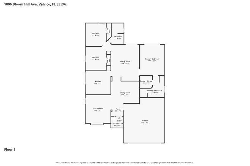 2,150/Mo, 1006 Bloom Hill Ave Valrico, FL 33596 Floor Plan View