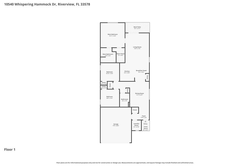 2,140/Mo, 10540 Whispering Hammock Dr Riverview, FL 33578 Floor Plan View