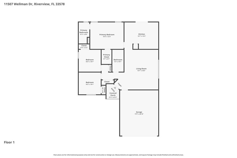 2,155/Mo, 11507 Wellman Dr Riverview, FL 33578 Floor Plan View