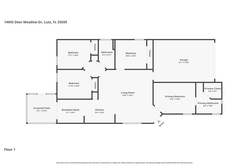 2,430/Mo, 14943 Deer Meadow Dr Lutz, FL 33559 Floor Plan View