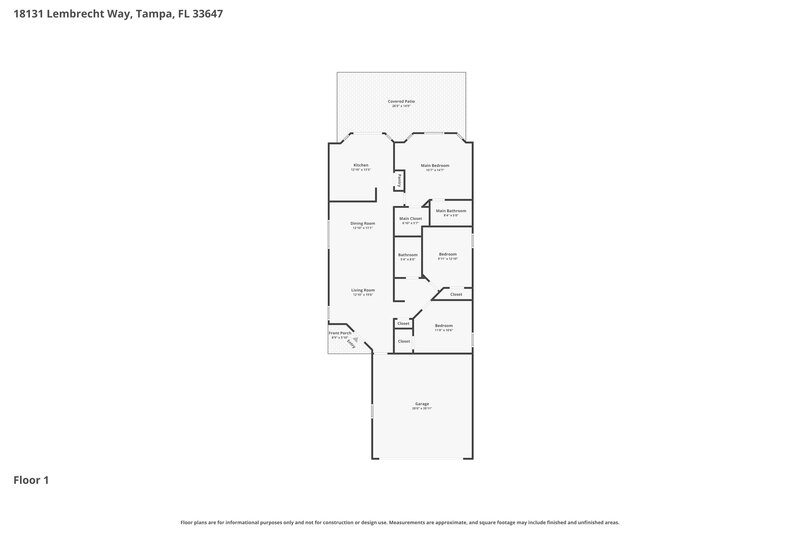 2,110/Mo, 18131 Lembrecht Way Tampa, FL 33647 Floor Plan View