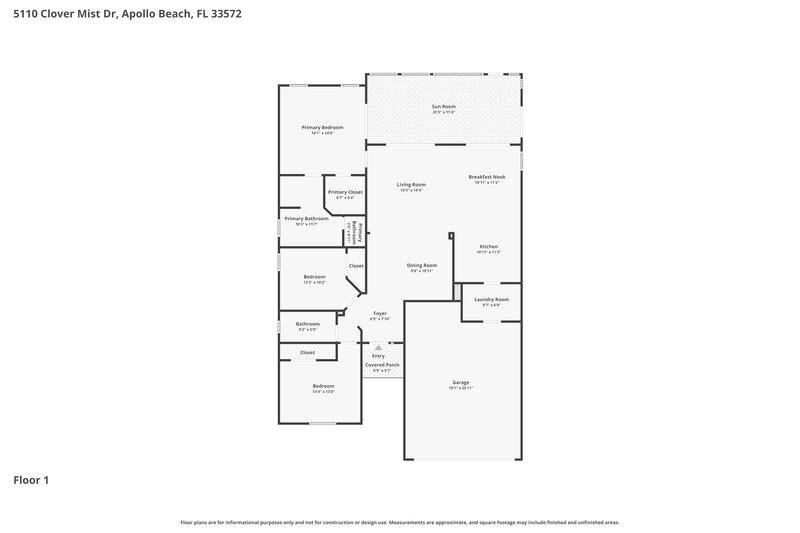 2,400/Mo, 5110 Clover Mist Dr Apollo Beach, FL 33572 Floor Plan View