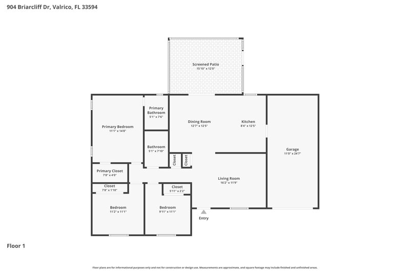 1,995/Mo, 904 Briarcliff Dr Valrico, FL 33594 Floor Plan View