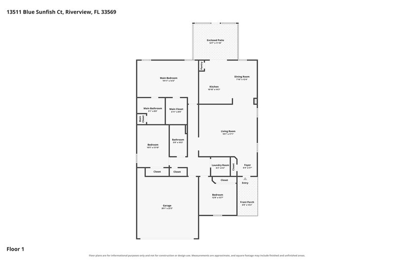 2,230/Mo, 13511 Blue Sunfish Ct Riverview, FL 33569 Floor Plan View
