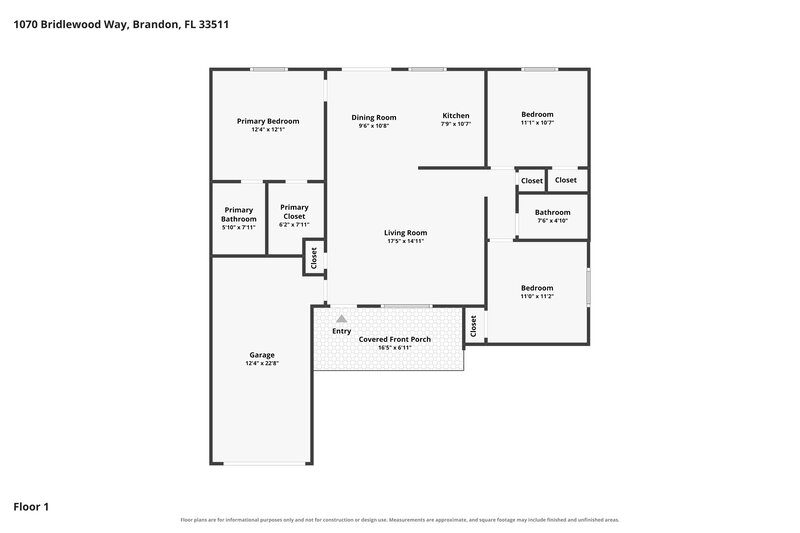 2,205/Mo, 1070 Bridlewood Way Brandon, FL 33511 Floor Plan View