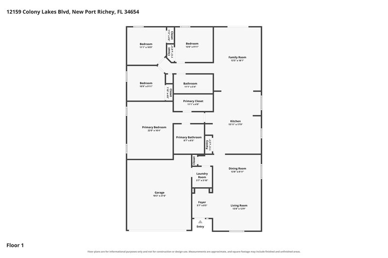 2,085/Mo, 12159 Colony Lakes Blvd New Port Richey, FL 34654 Floor Plan View