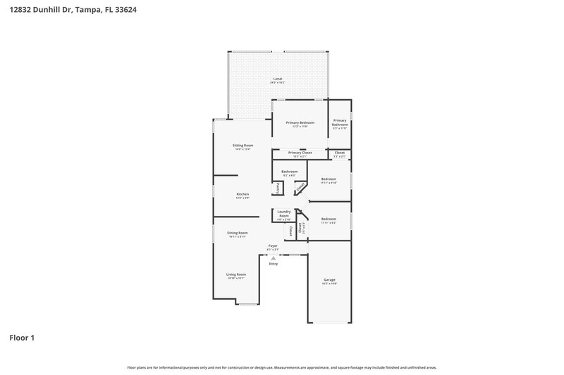 2,480/Mo, 12832 Dunhill Dr Tampa, FL 33624 Floor Plan View