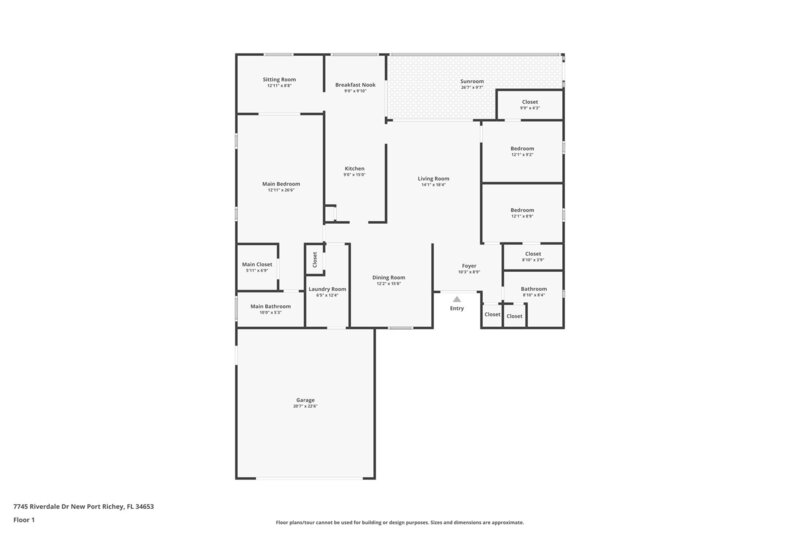 2,080/Mo, 7745 Riverdale Dr New Port Richey, FL 34653 Floorplan View
