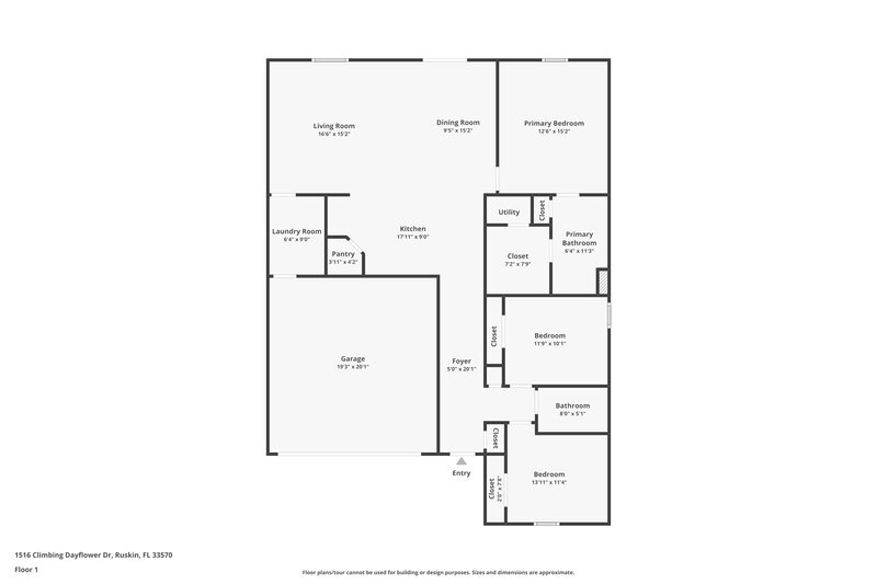 2,070/Mo, 1516 Climbing Dayflower Dr Ruskin, FL 33570 Floor Plan View