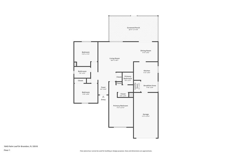 2,215/Mo, 1645 Palm Leaf Dr Brandon, FL 33510 Floor Plan View